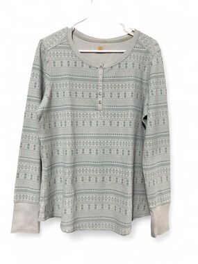 Carhartt Women's Light Sage Patterned Henley Long-Sleeve Top